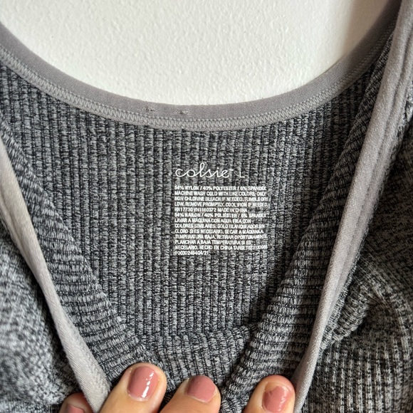 Colsie Charcoal Ribbed Bodysuit - Picture 3 of 3